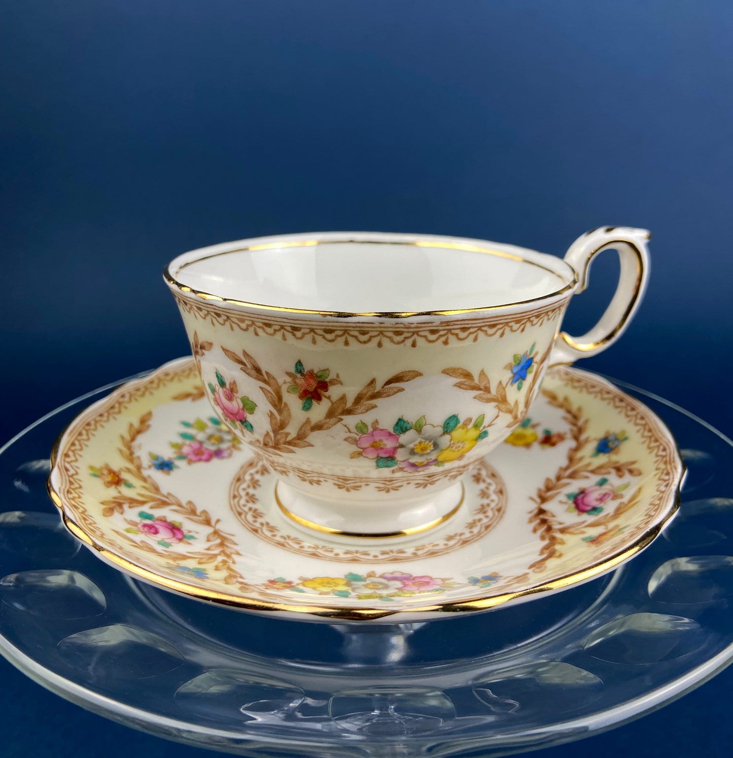 Vintage Teacup and Saucer. Hand Painted in Occupied Japan. Fine Bone China.