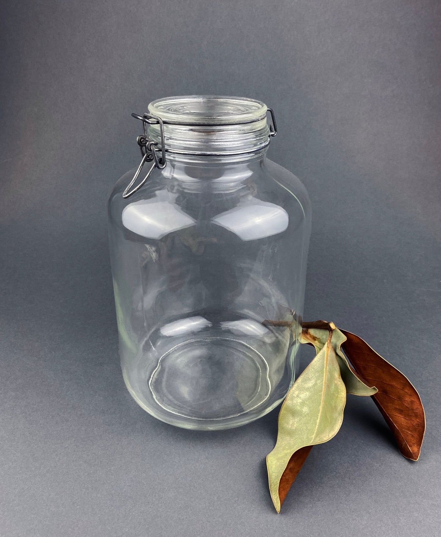 Vintage Italian Glass Jar, Large Hermetic Storage