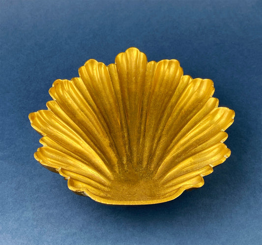 Vintage Brass Shell Bowl, Gold Trinket Dish, Old Hollywood Decor