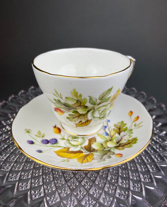 Duchess Fine Bone China Tea Cup and Saucer, Autumn Motif, Made in England