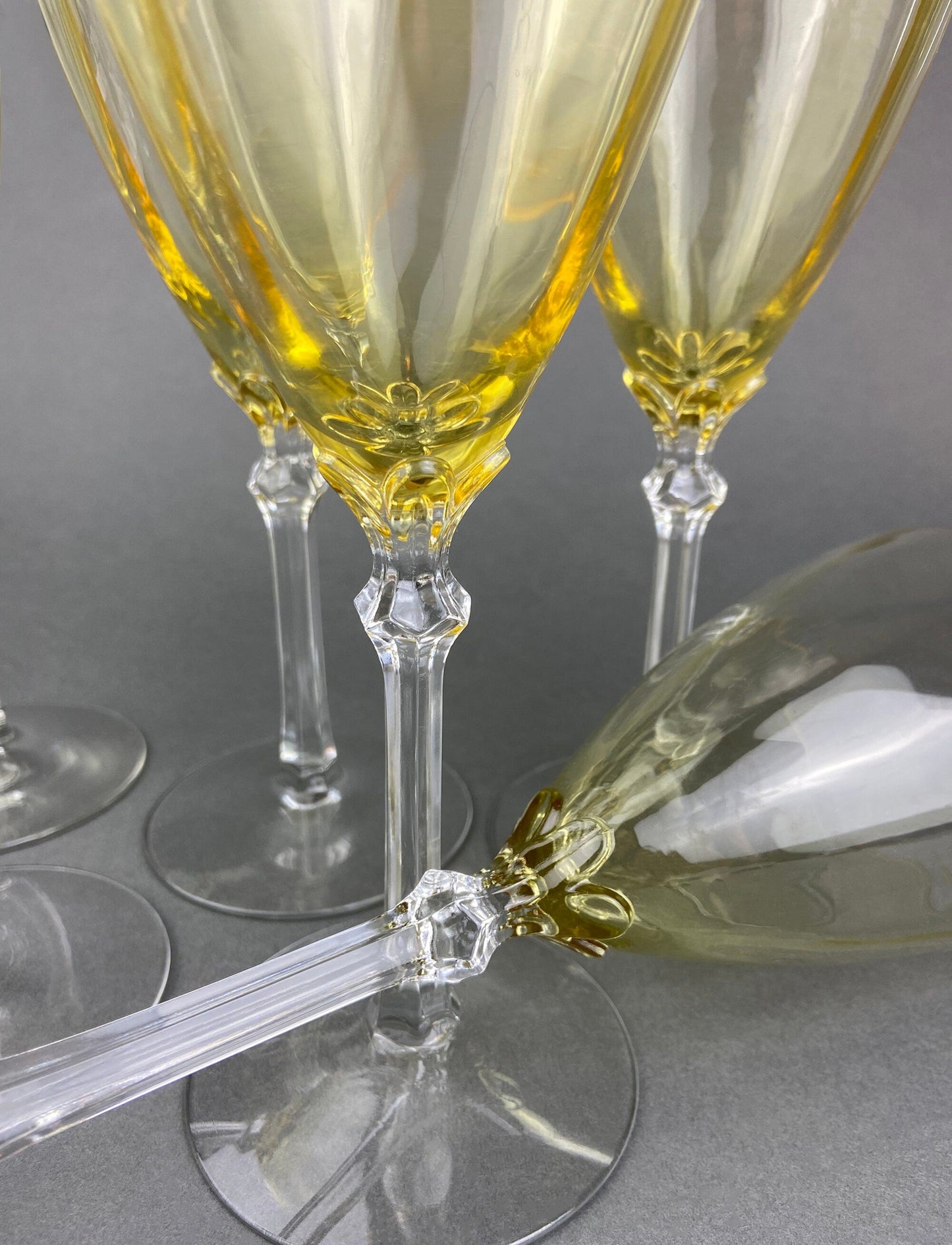 Vintage Fostoria Topaz Claret Glasses, Light Yellow Stemware, Set of Two