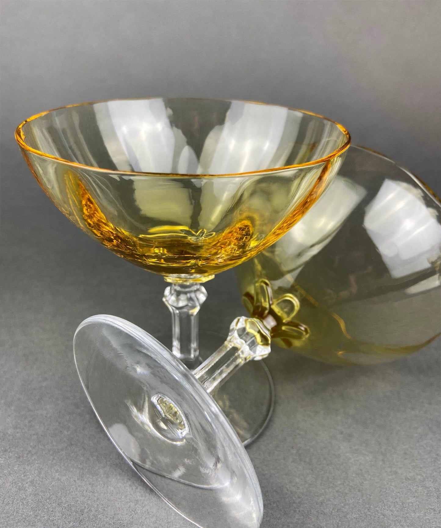 Vintage Fostoria Topaz Claret Glasses, Light Yellow Stemware, Set of Two