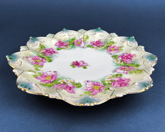 Antique Decorative Plate by Imperial Vienna. Hand Painted Collectable Serving Platter. M.Z. Austria. 1900-1909.