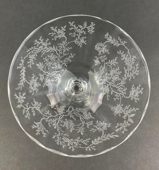 Vintage Fostoria Claret Wine Glasses. Set of Two Chintz Motif Stemware. Fine Dining.