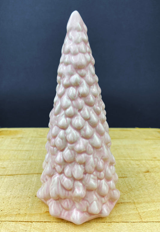 Pair Vintage Pink Ceramic Christmas Trees, Holiday Decor