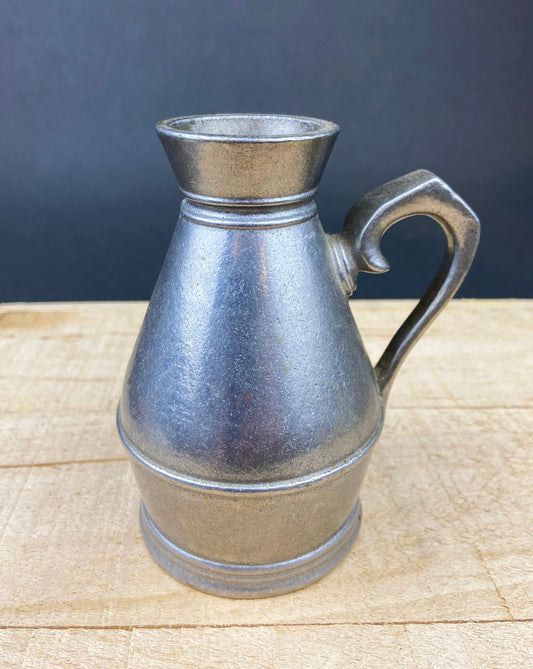 Vintage Pewter Pitcher. Small Collectible Jug or Rustic Flower Vase. Home, Restaurant Decor. Film, Food Styling Prop. RWP, USA.