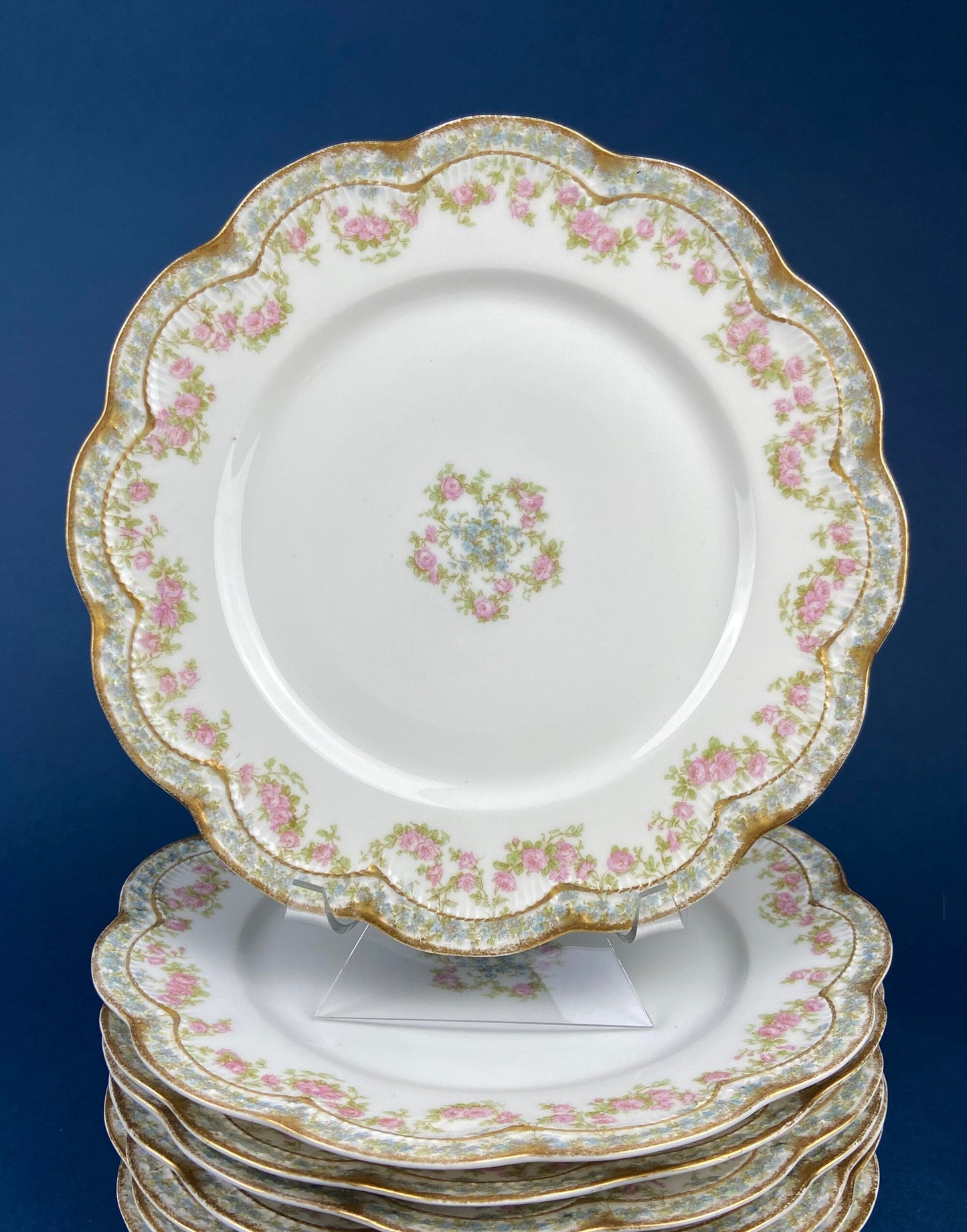 Antique Hutschenreuther Porcelain Soup Plates. Set of 12, Richelieu Rose Garlands Motif. Wedding Gift Idea. Fine Dining. Modern Farmhouse.