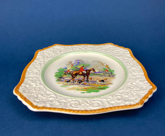 Vintage Decorative Plate with Hunting Scene by Royal Winton. English Hunting Scenes Made in England.