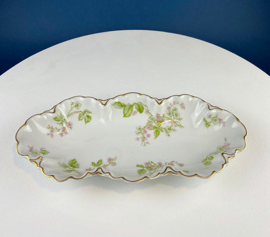 Limoges Porcelain Serving Platter: Wild Roses Motif, Cottagecore Decor