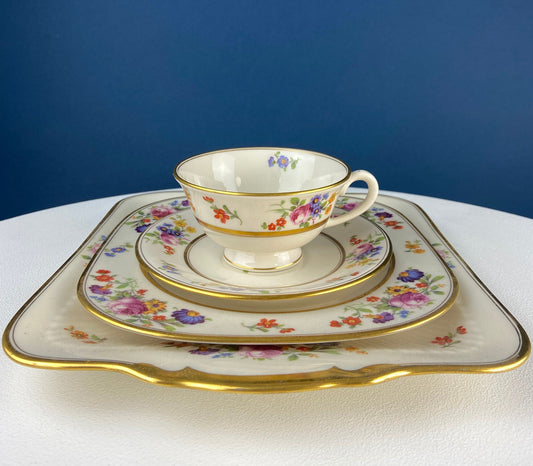 Coxon Belleek Floral China Serving Set: Antique Cottagecore Decor