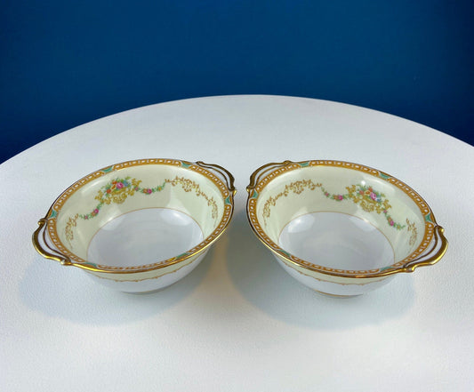 Noritake Renton Serving Bowls. Two 5.5" Vintage Porcelain Bowls for Berries, Nuts, Candy, Sauces or Dressings.  Fine Dining. Cottagecore.