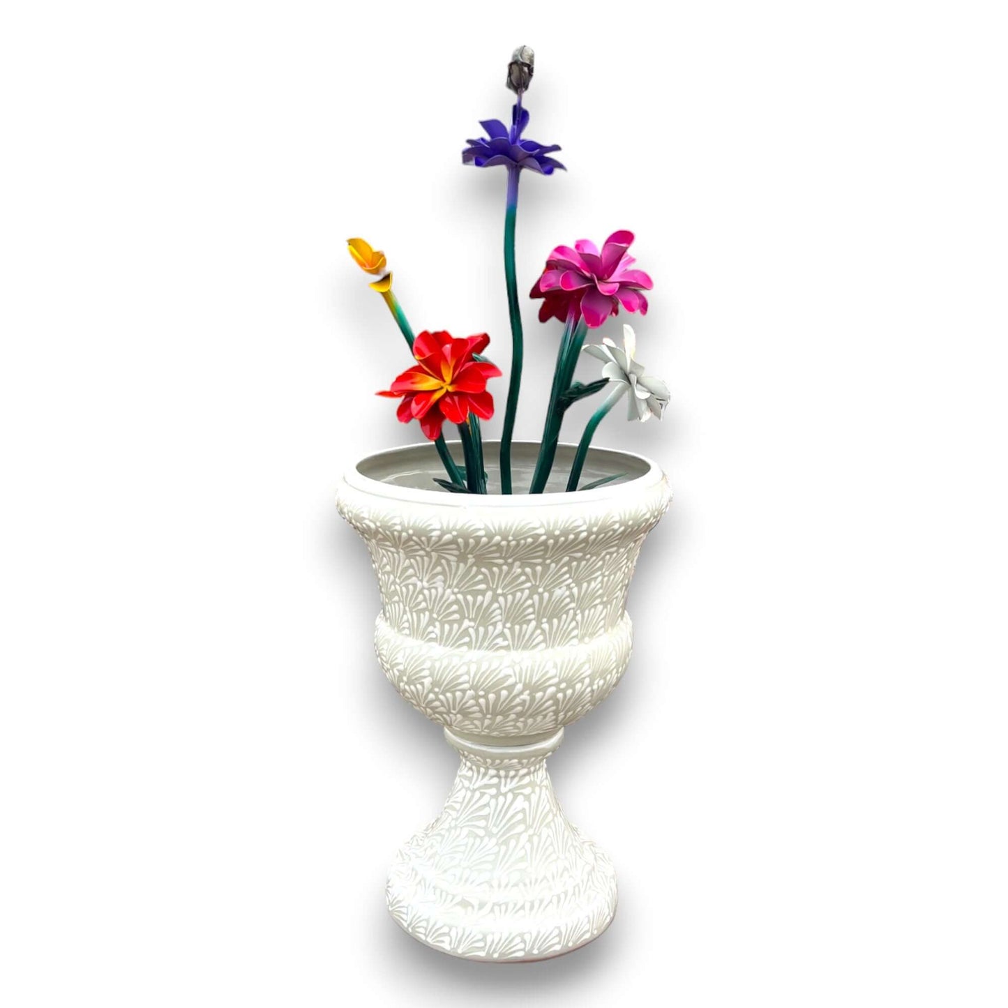Talavera White Flower Pot | Handmade Mexican Ceramic Planter