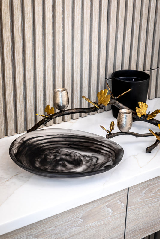 Small Shell  Platter - Black Swirl