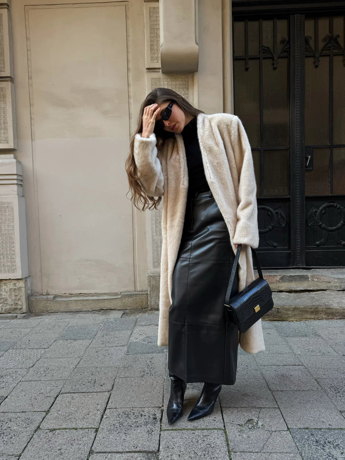 Sylvie Iconic Statement Fiber Coat in Ivory