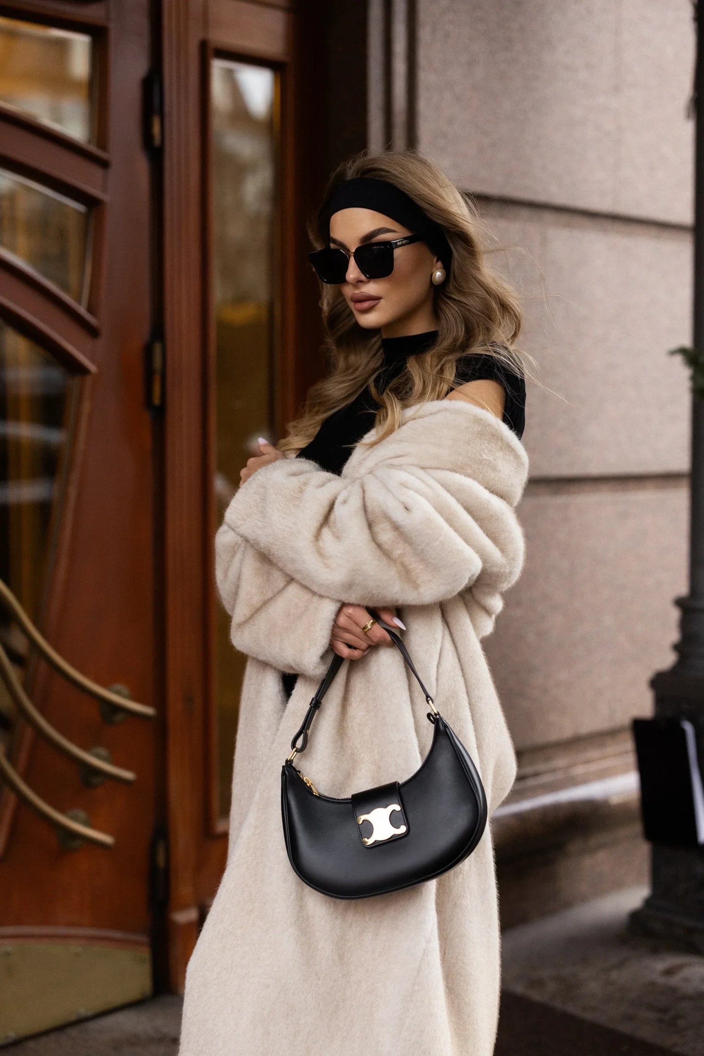 Sylvie Iconic Statement Fiber Coat in Ivory
