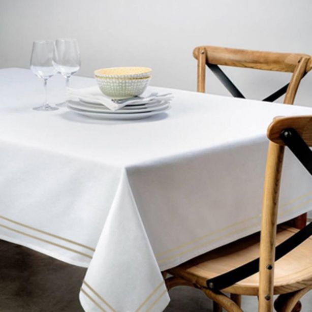 Double Embroidery Border Cotton Sateen Solid Table Cloth