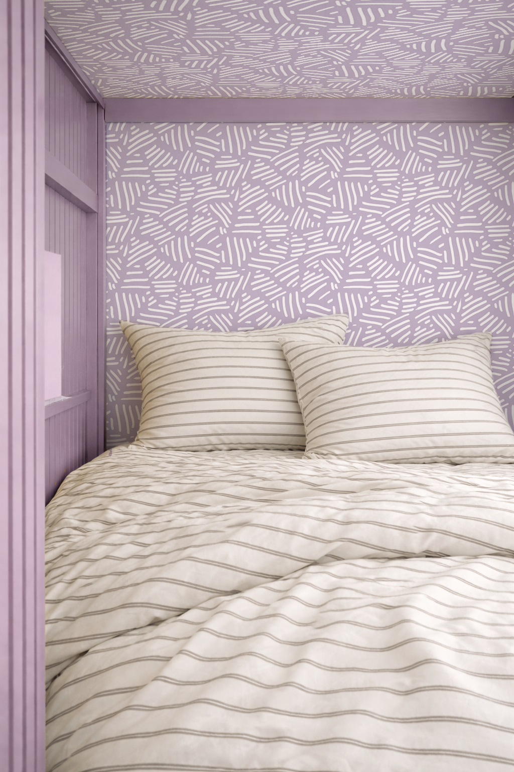 Simple Stripes Wallpaper, lavender and white