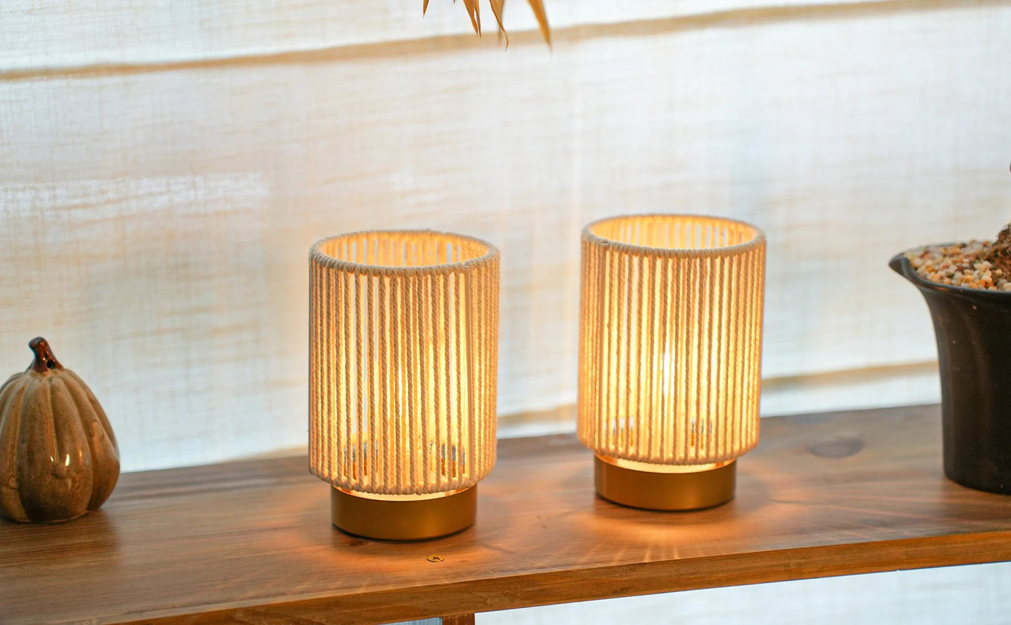 Set of 2 Braided Cotton Rope Table Lamp 6.5" Tall