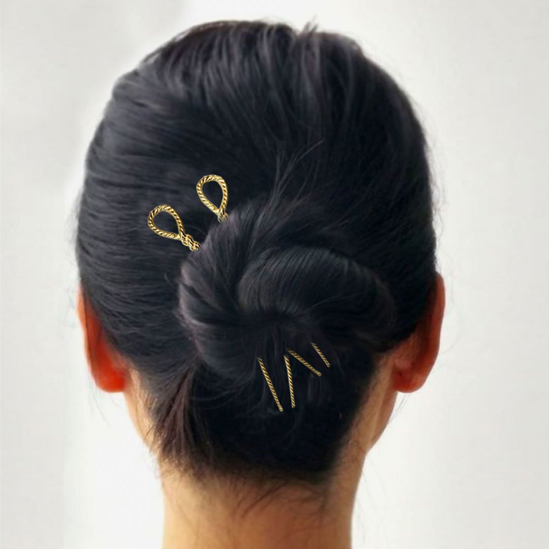 Lariat - Rope Twist Petite Hair Pick in Gold