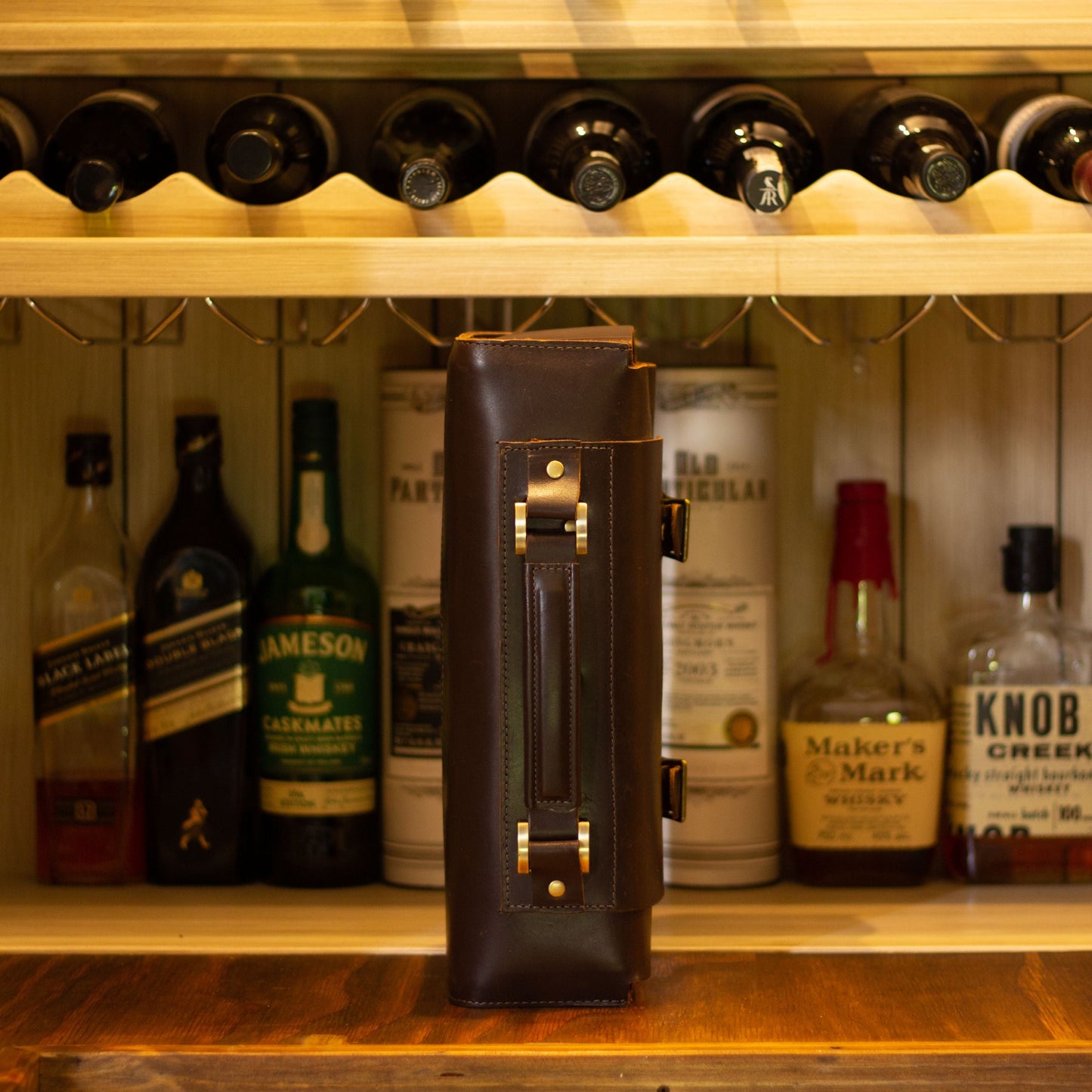 Leather Bottle Carrier | Luxury Whiskey Bag