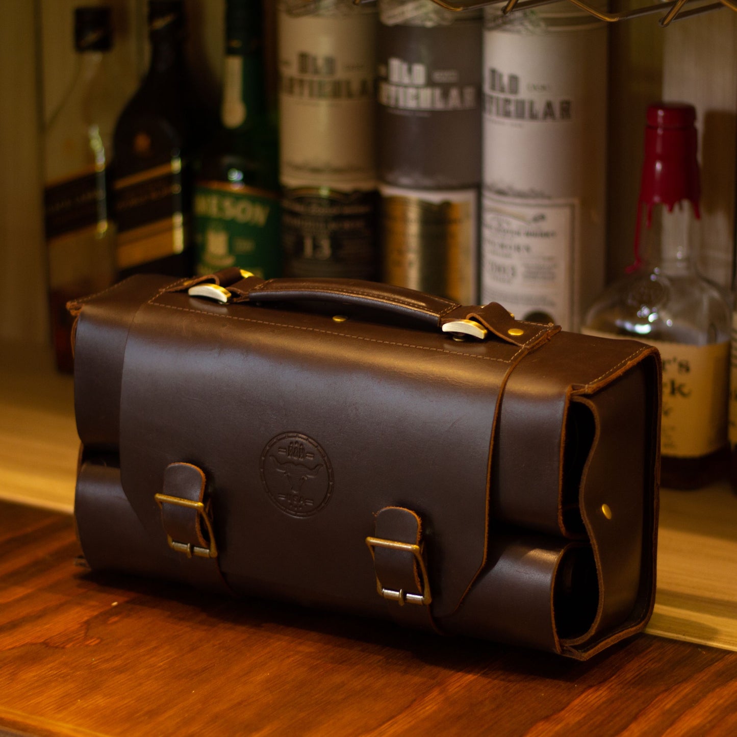 Leather Bottle Carrier | Luxury Whiskey Bag