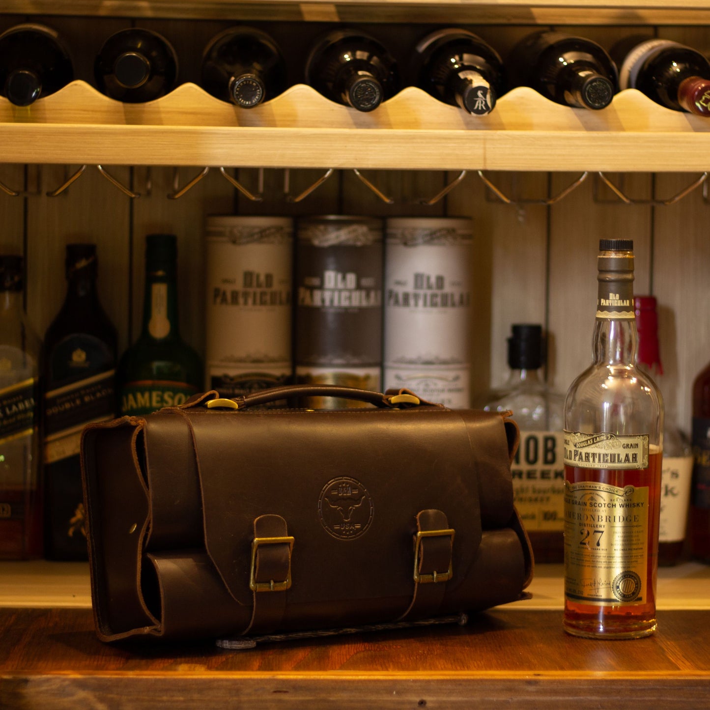 Leather Bottle Carrier | Luxury Whiskey Bag