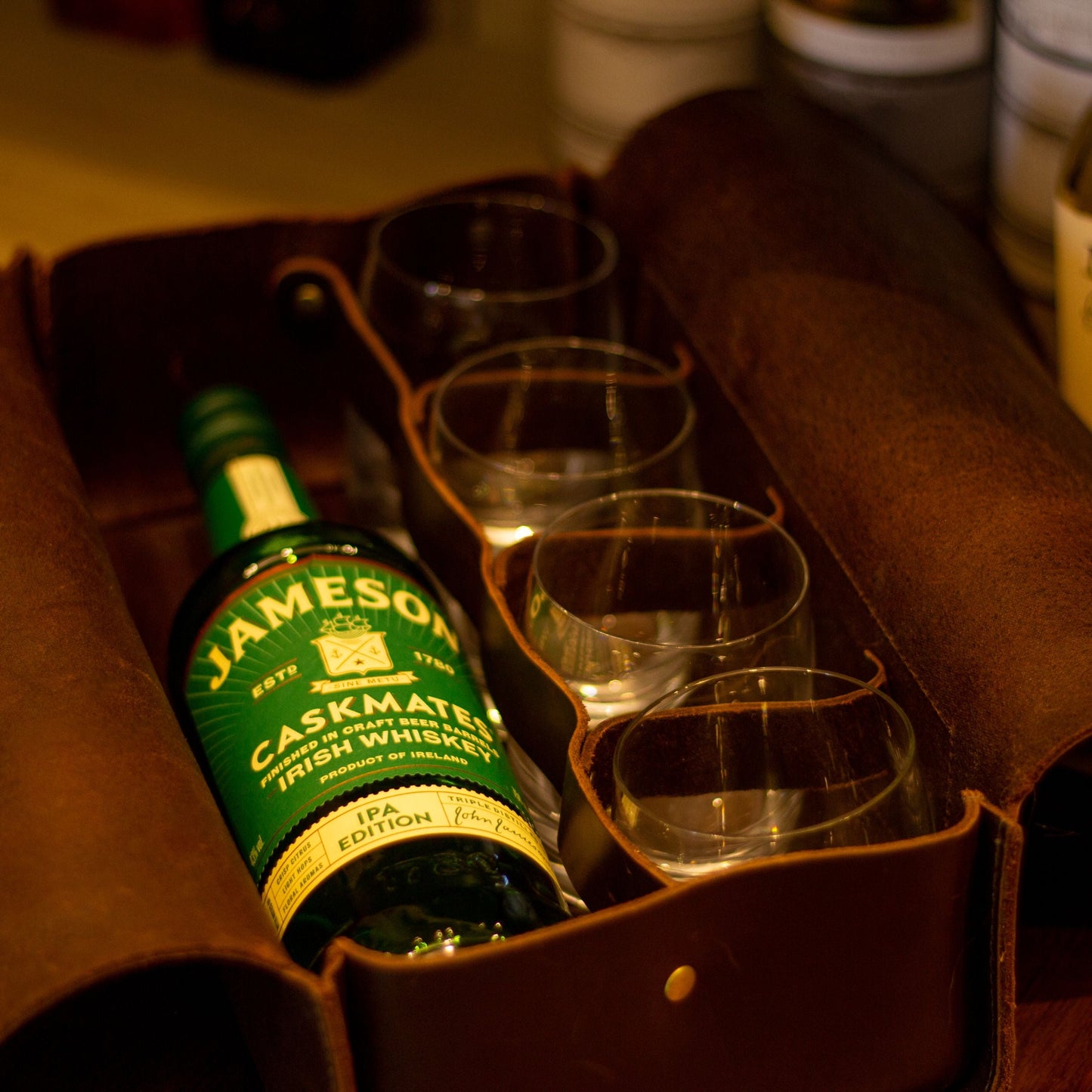 Leather Bottle Carrier | Luxury Whiskey Bag