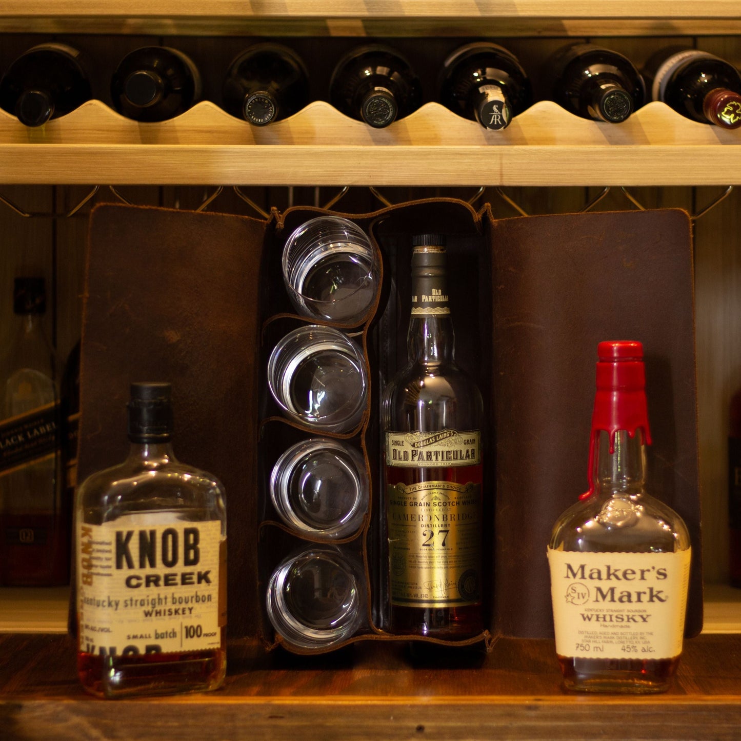 Leather Bottle Carrier | Luxury Whiskey Bag