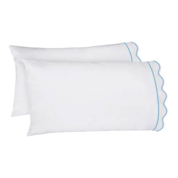 400TC Cotton Scallop Embroidery & Border Sateen Solid Sheet Set
