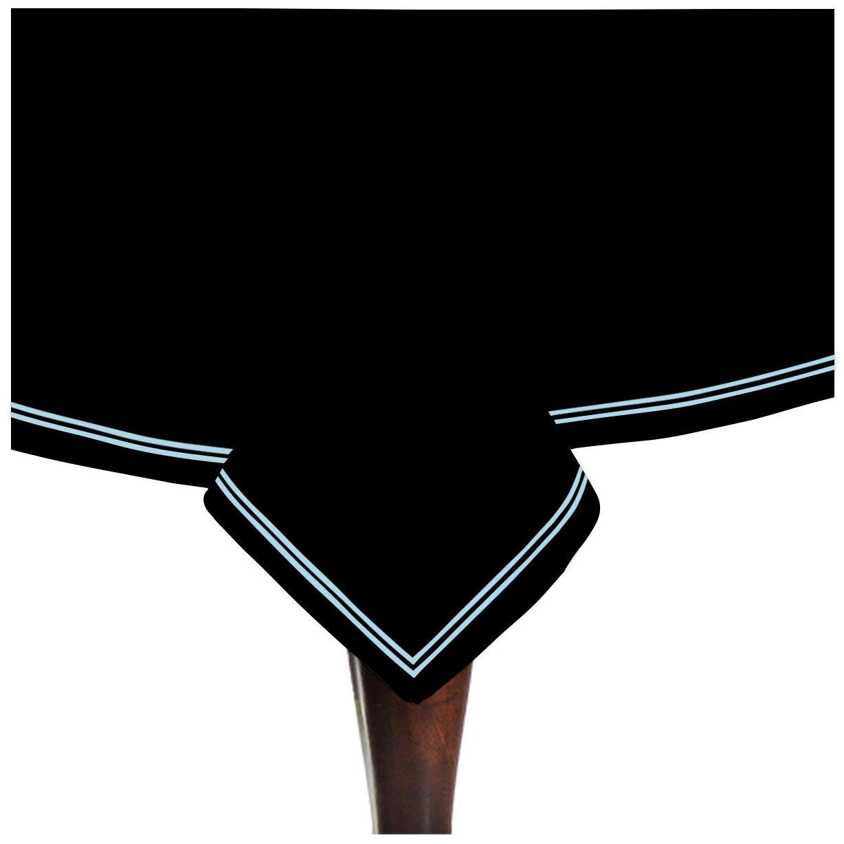 Double Embroidery Border Sateen Cotton Solid Table Cloth - Black