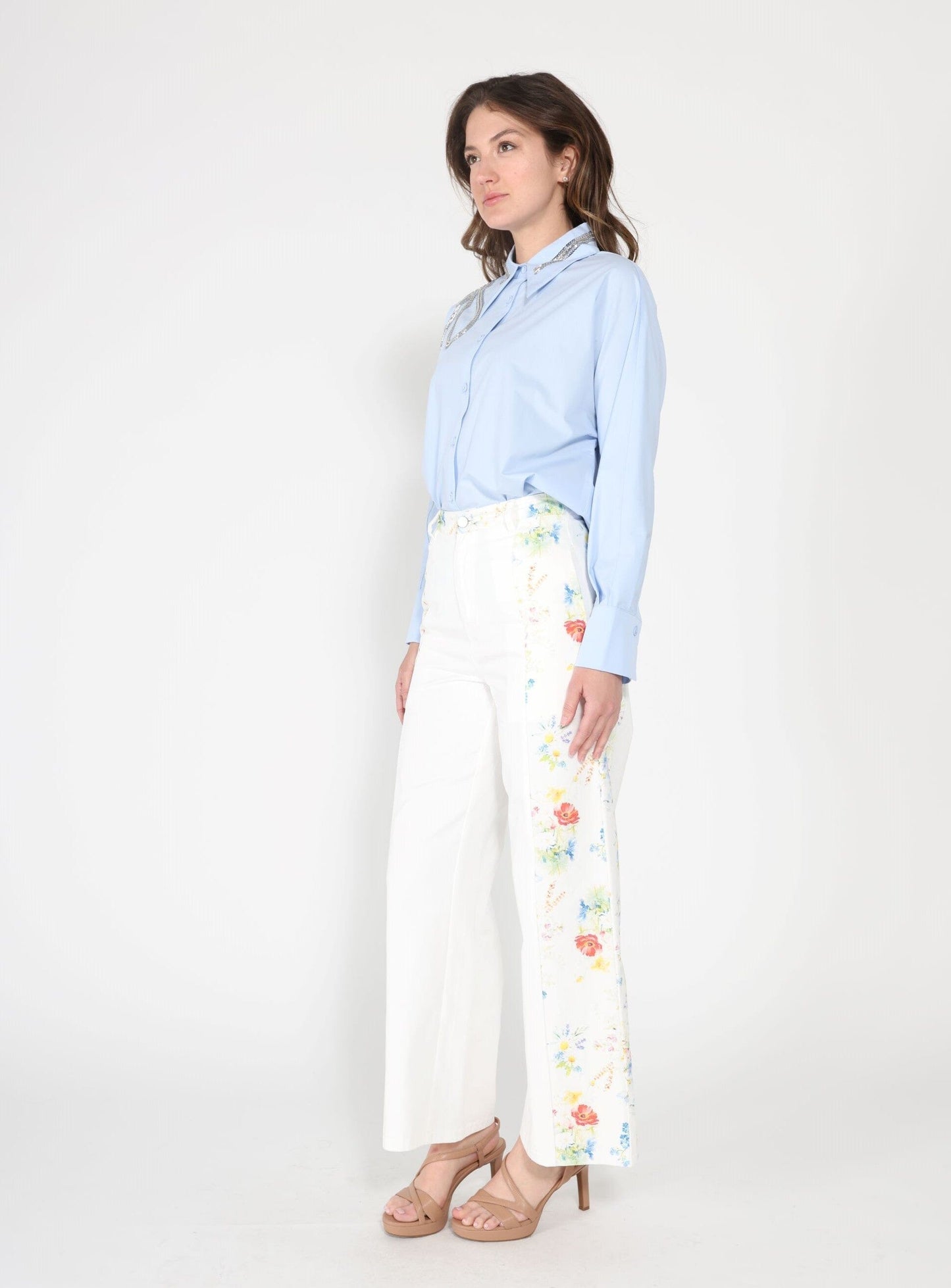 Long Sleeve Shirt Button Down Sequin Embellished
