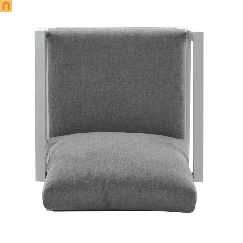 Outdoor Lounge Chair Aluminum Rope Accent Gray Silver White Cushion