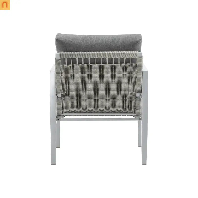 Outdoor Lounge Chair Aluminum Rope Accent Gray Silver White Cushion