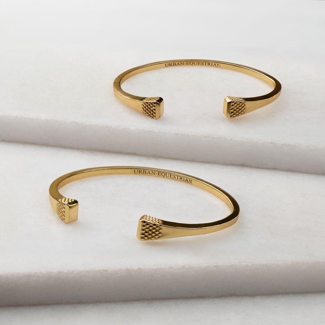 Lucky Nail - Blacksmith Horseshoe Cuff Bracelet in Gold
