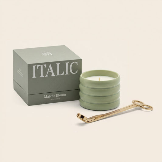 Soy Wax Ceramic Candle & Wick Trimmer Set