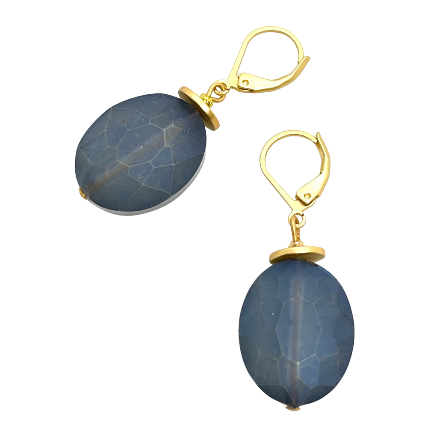 Matte Blue Faceted Crystal Earrings