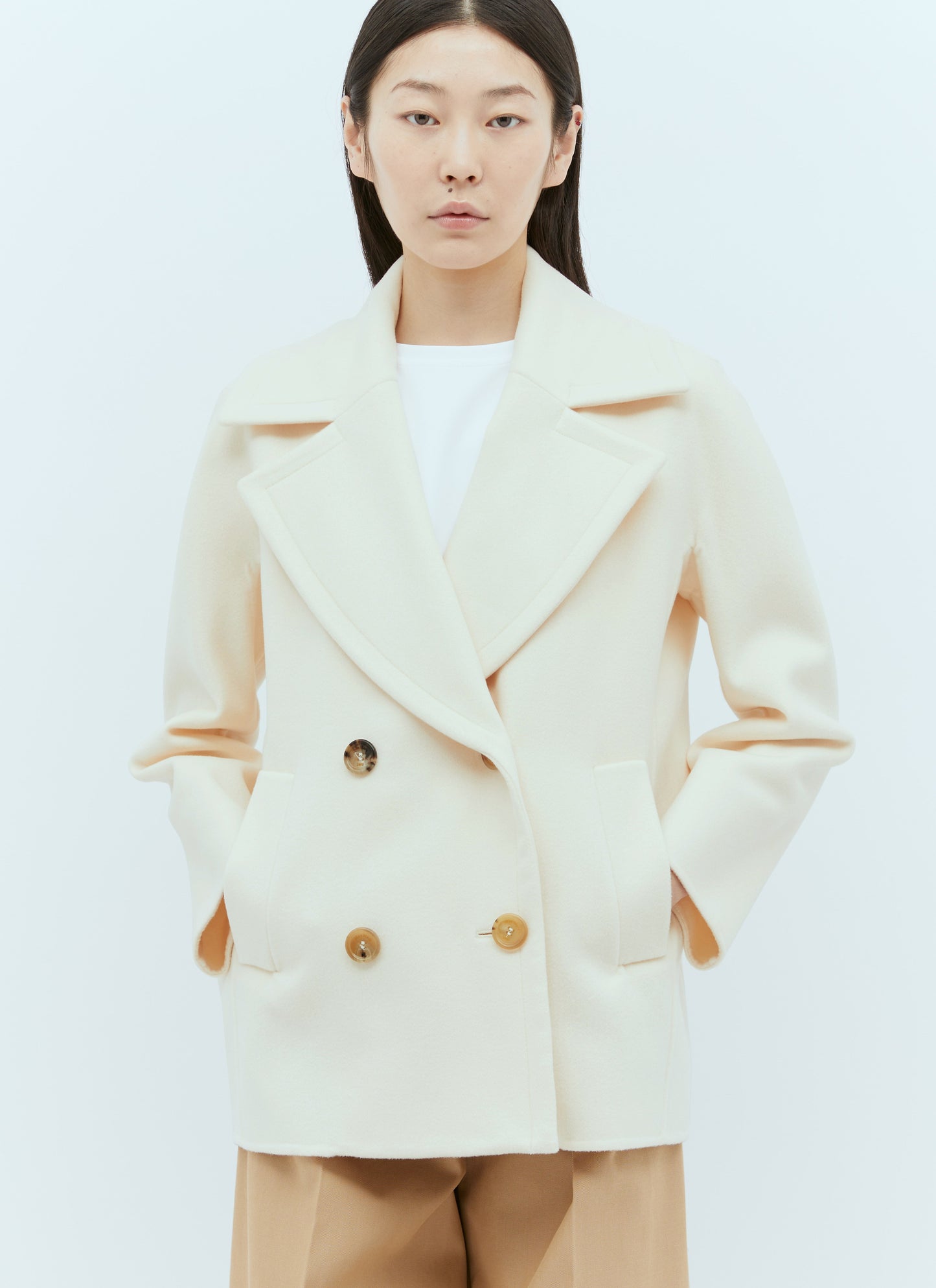 Max Mara Women Wool And Cashmere Pea Coat