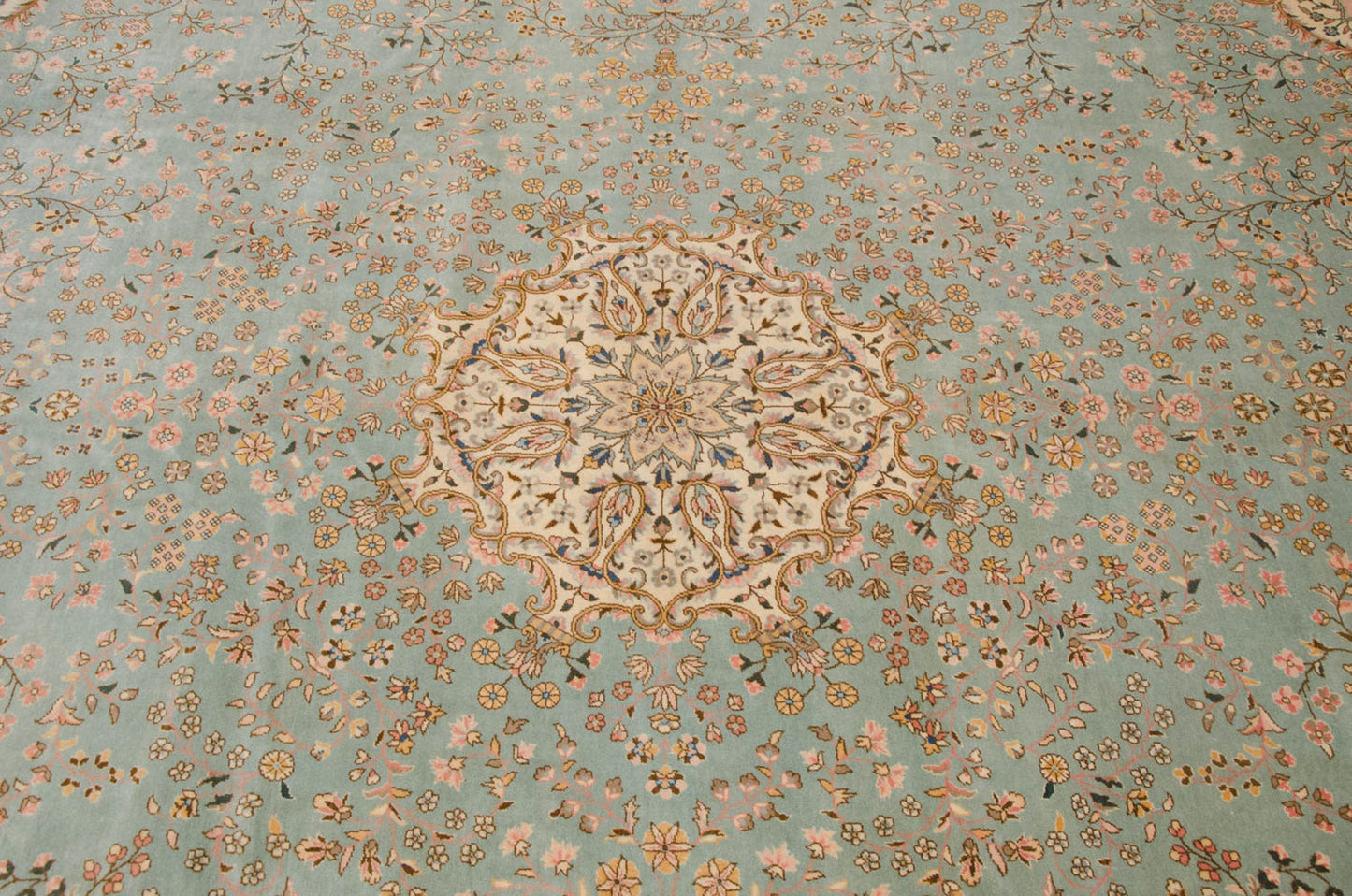 12x14 Vintage Fine Bulgarian Kerman Design Square Carpet