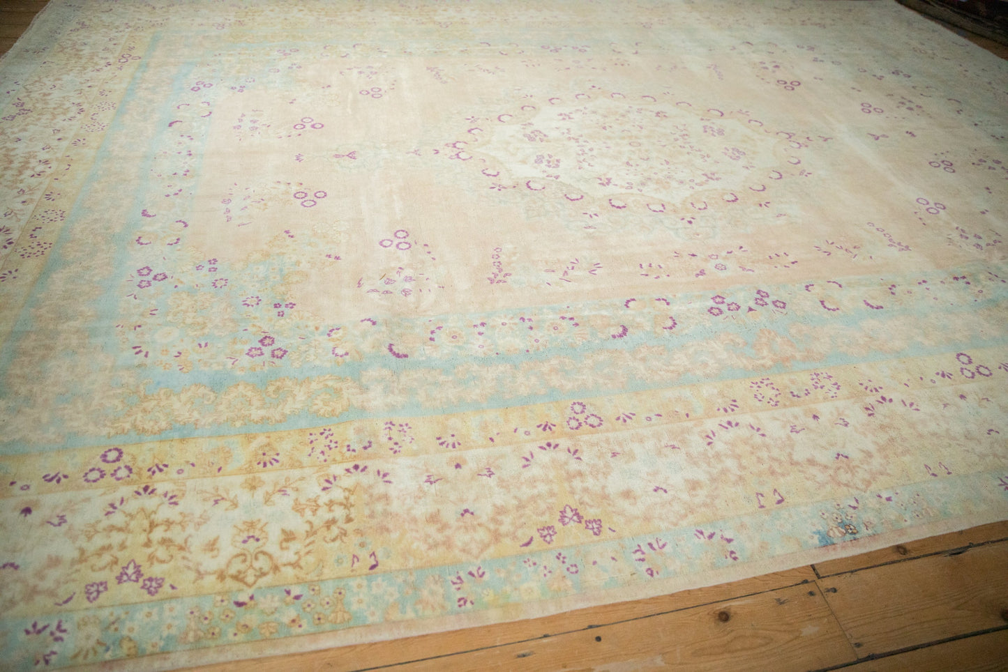 10x14 Vintage Distressed Bulgarian Kerman Design Carpet