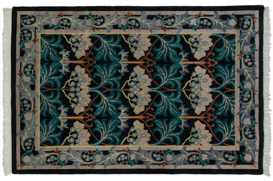 6x9 Vintage Indian William Morris Design Carpet