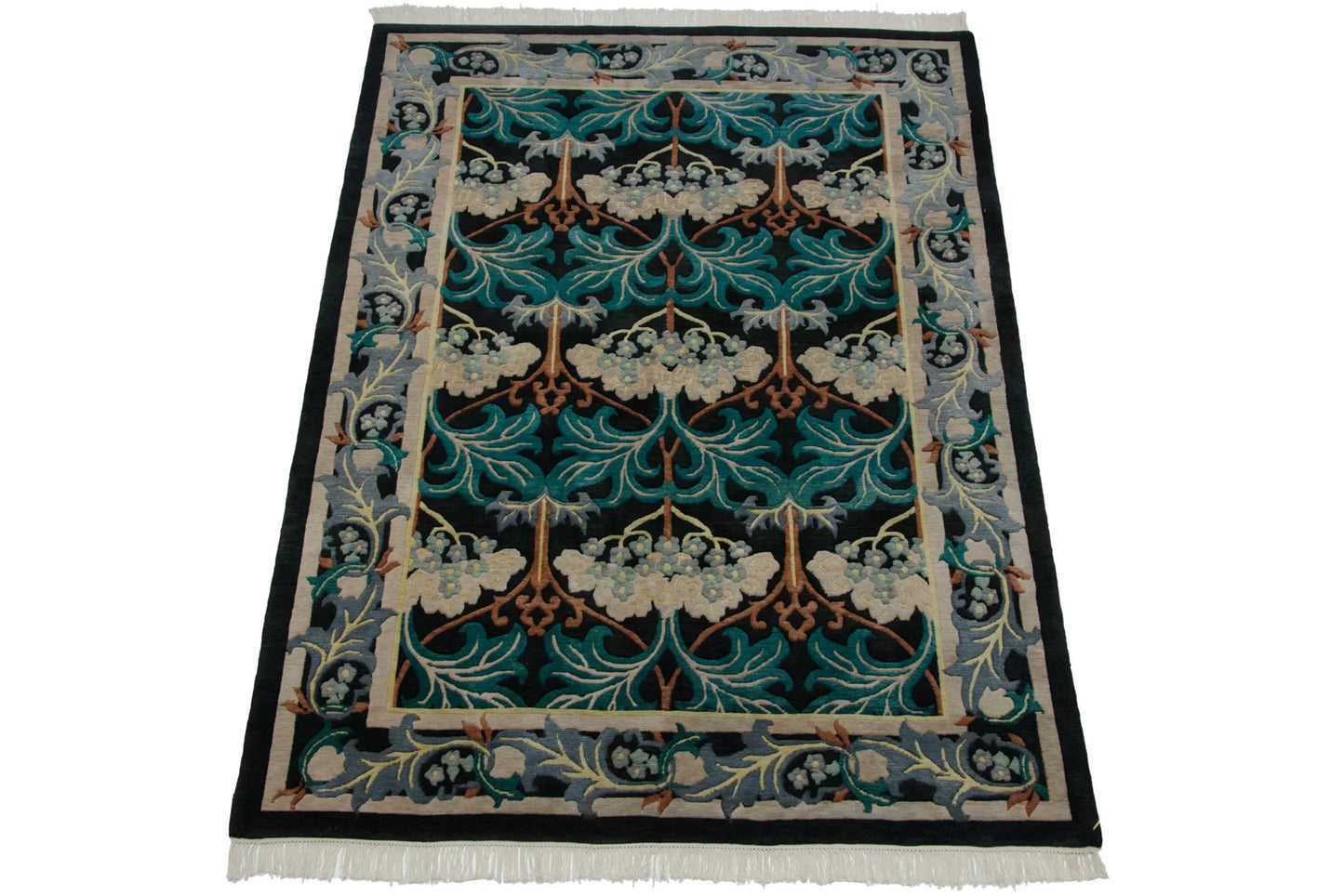 6x9 Vintage Indian William Morris Design Carpet