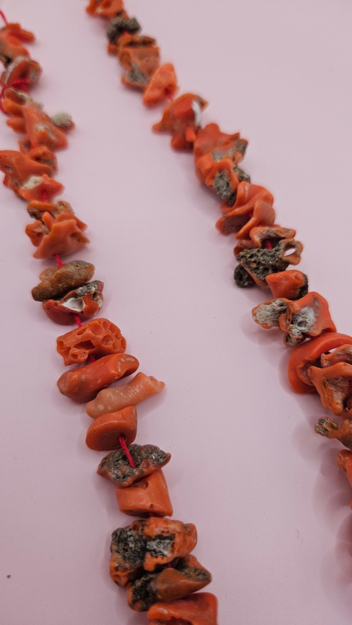 Mediterranean Red Coral Beads – 51g Natural Chunk Strand for Jewelry Making, 20"