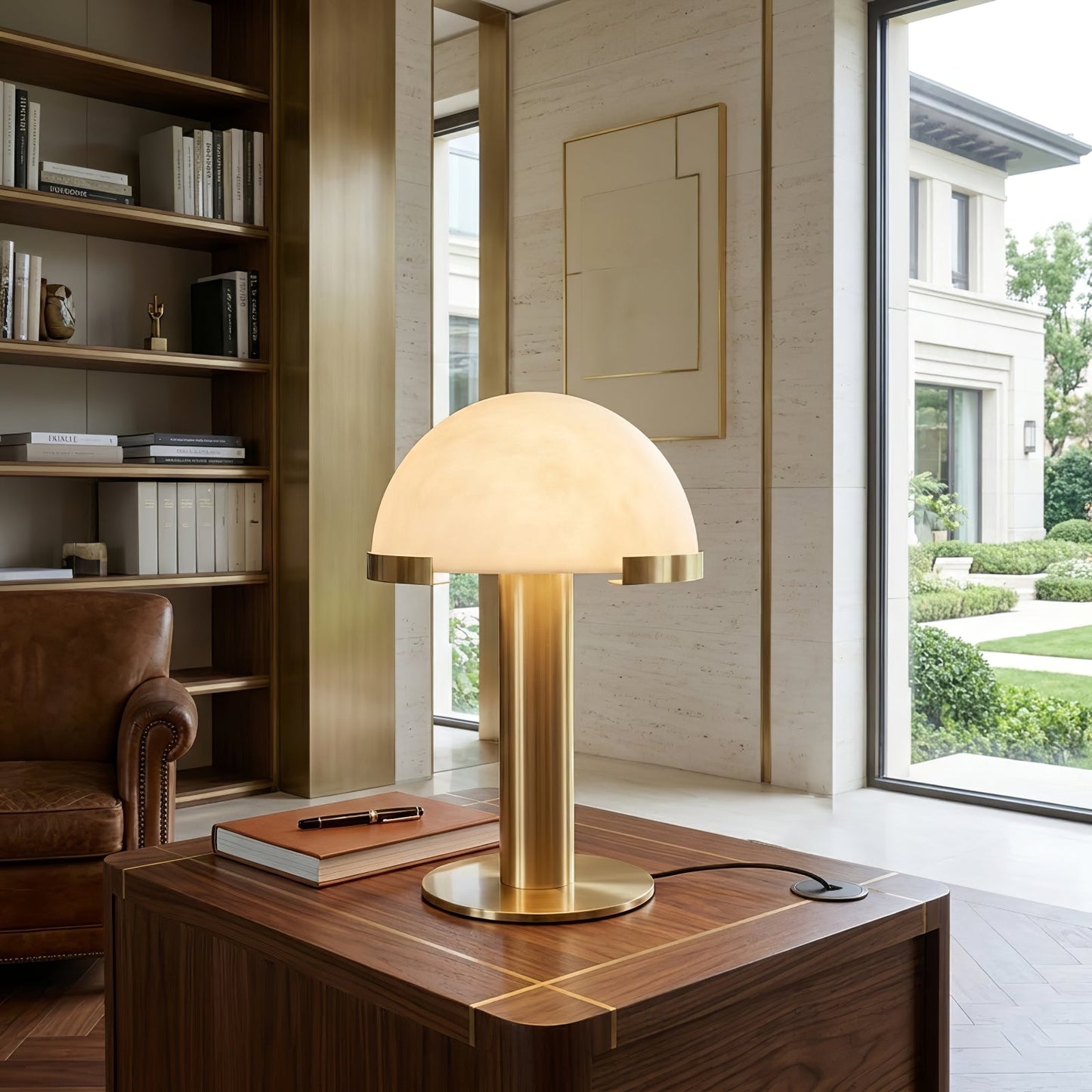 Melange Alabaster Dome Table Lamp