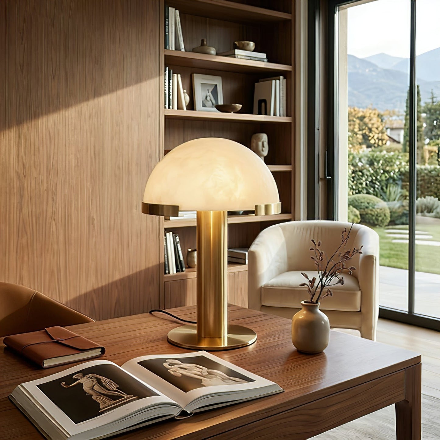 Melange Alabaster Dome Table Lamp
