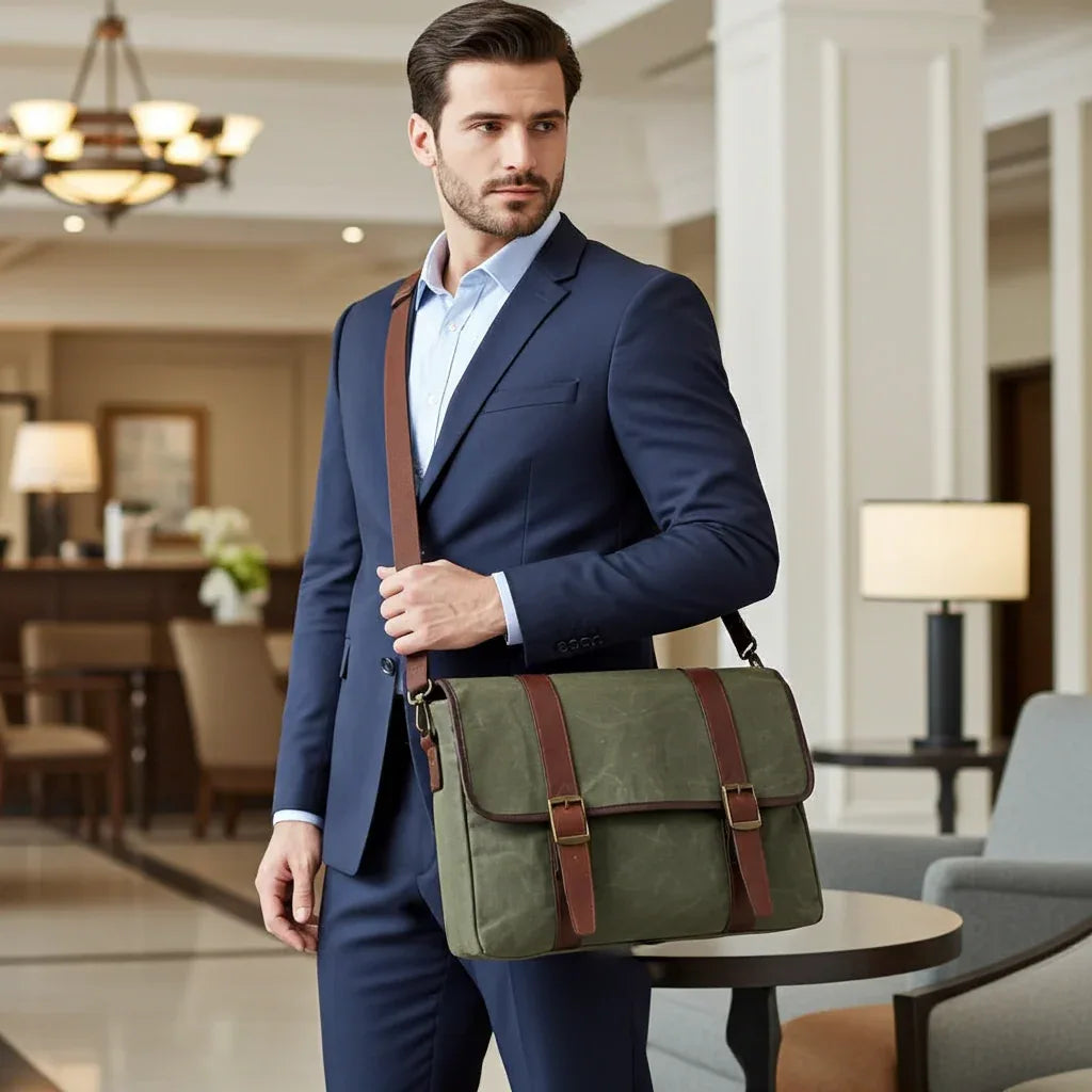 Maxwell Waxed Canvas Messenger Bag - 16” Laptop - Classic