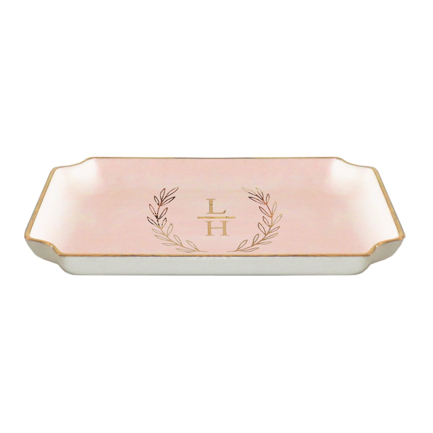 Laurel Wreath Monogram Trays with Gold Accent