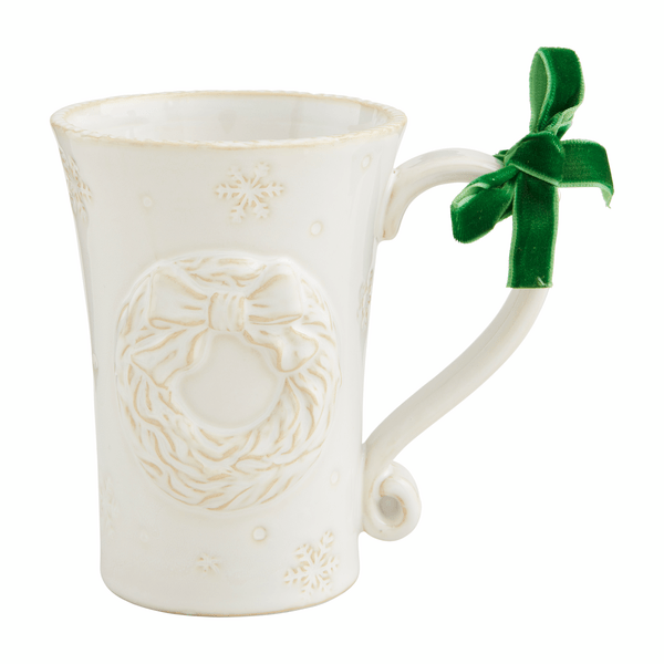 Mud Pie White Wreath Mug