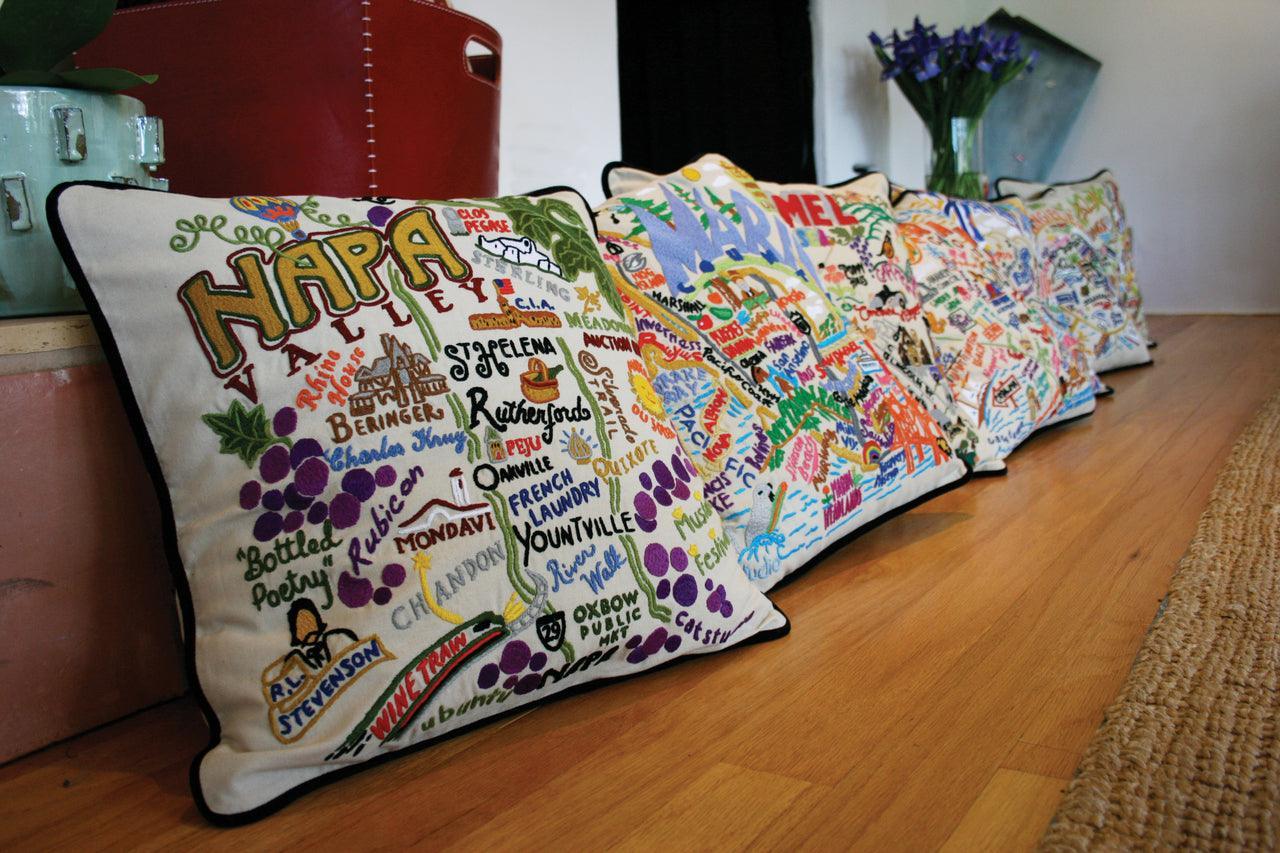Napa Valley Hand-Embroidered Pillow