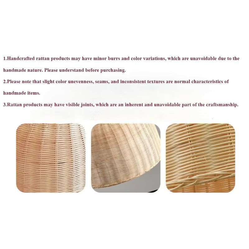 Handwoven Rattan Table Lamp with Linen Shade
