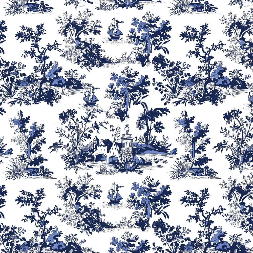 Blue Toile Cotton Dinner Napkins